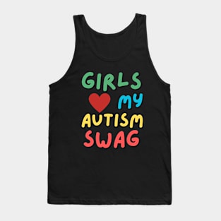 Girls Love My Autism Swag Funny Girls Heart Tank Top